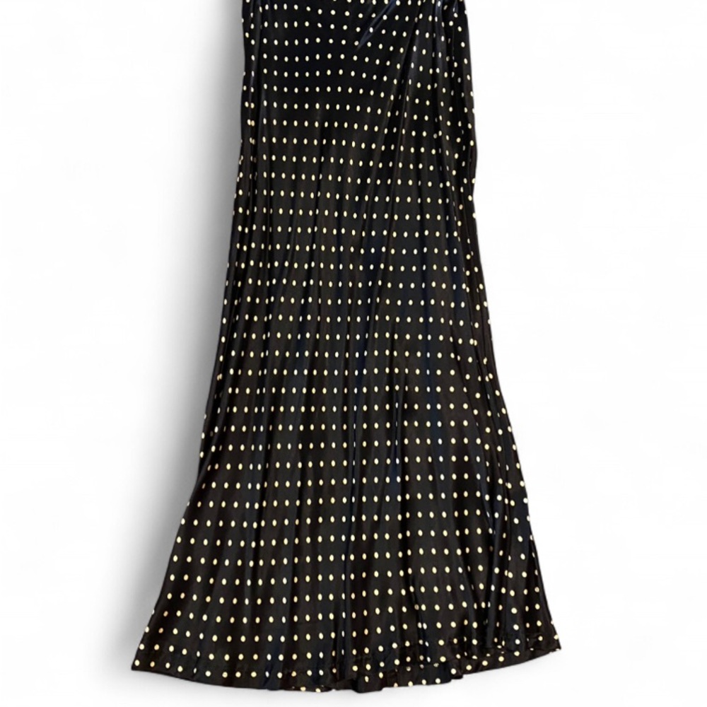 90s Betsy Johnson Polka Dot Black Maxi Skirt